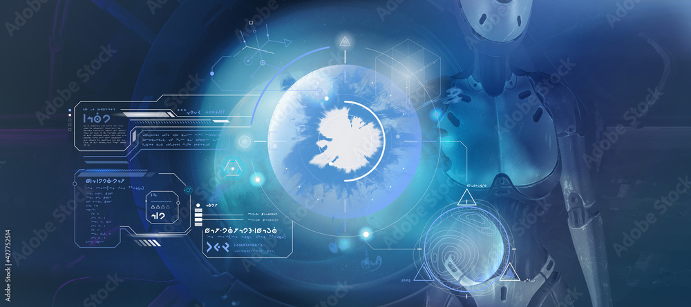 Obraz premium Alien is working with data in Mars orbit. 3D render