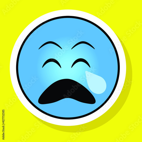 Cute gradient social media sleepy face emoji on yellow background. Royalty-free.