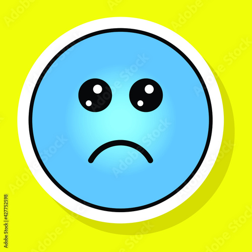 Cute gradient social media slightly frowning face emoji on yellow background. Royalty-free.
