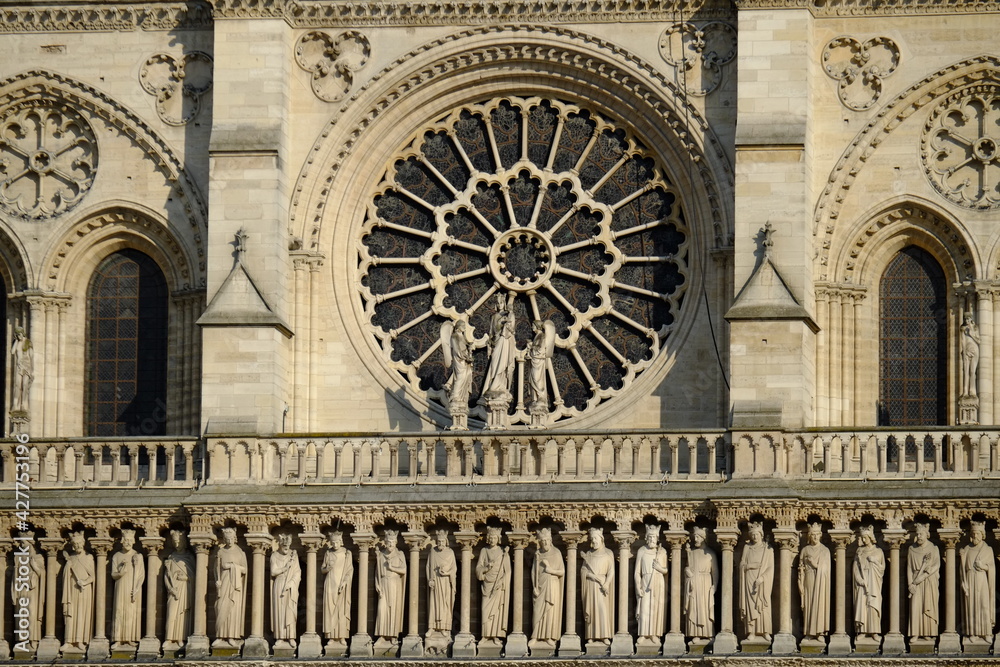 A close up on Notre Dame de Paris during its reconstruction. The 14th April 2021, Paris center France. A close up on Notre Dame de Paris during its reconstruction. The 14th April 2021, Paris center France.
