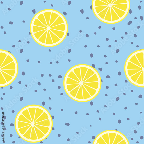 Seamless pattern with orange slices. Hand drawn vector background. Design elements for prints, paper, textile, fabric, children background