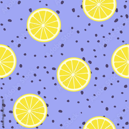 Seamless pattern with orange slices. Hand drawn vector background. Design elements for prints, paper, textile, fabric, children background