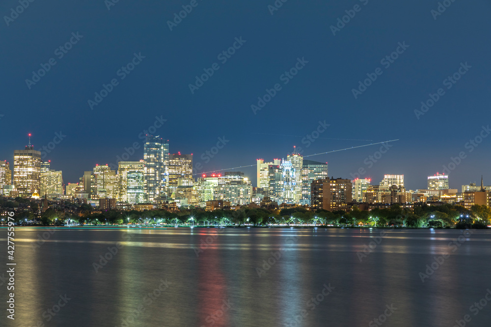 Fototapeta premium skyline of Boston by night