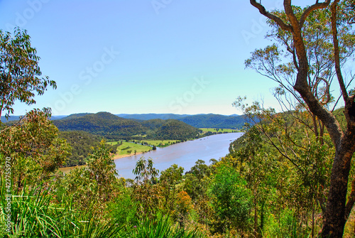 A view of the Hawkesbury river from Hawkins Lookout near Wisemans Ferry in New South Wales, Australia