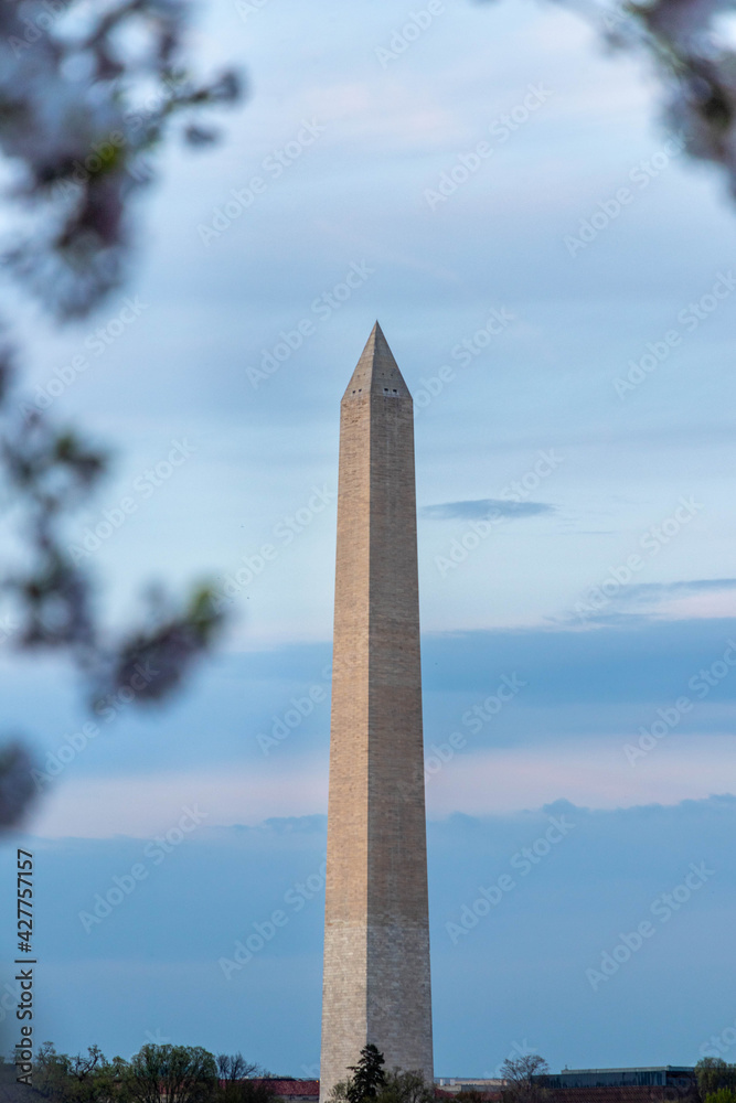 Close Up View of the Washington Monument at Sunset