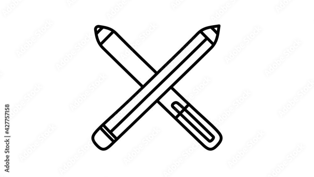 Crossed pencil and pen icon isolated on white alpha channel background. Education sign. Drawing and educational tools. School office symbol. 4K Video motion graphic animation Crossed pencil and pen icon isolated on white alpha channel background. Education sign. Drawing and educational tools. School office symbol. 4K Video motion graphic animation