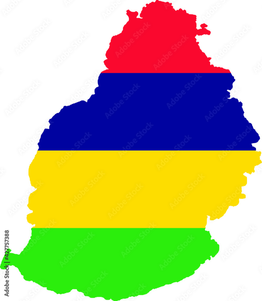 Fototapeta premium Simple flat flag map of the Republic of Mauritius