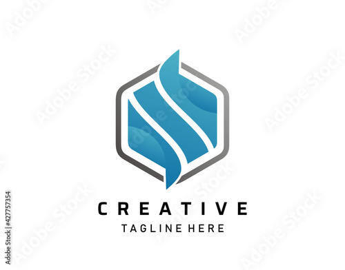 Blue Energy technology logo. Modern icon brand design.