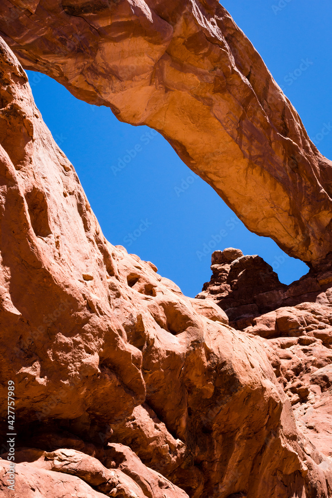 Close up view of the South Window Arch in the Windows section of Arches National Park - Moab, Utah, USA
