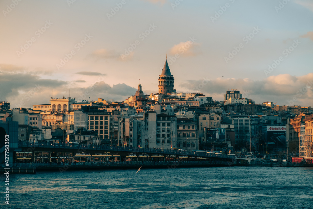 Obraz premium district tower at sunset