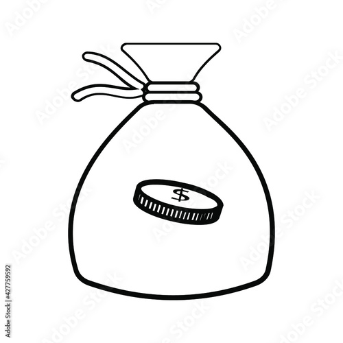 Money. Line Icon Vector. Payment system. Coins and Dollar cent Sign isolated on white background. Flat design style