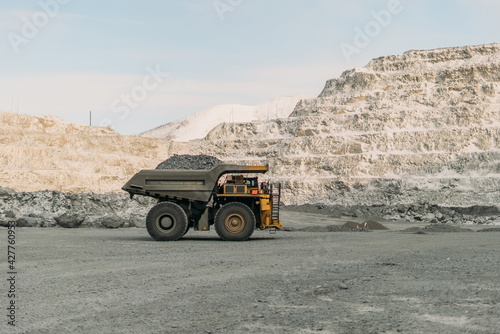 Komatsu 730e dump truck at a gold mining site. photo