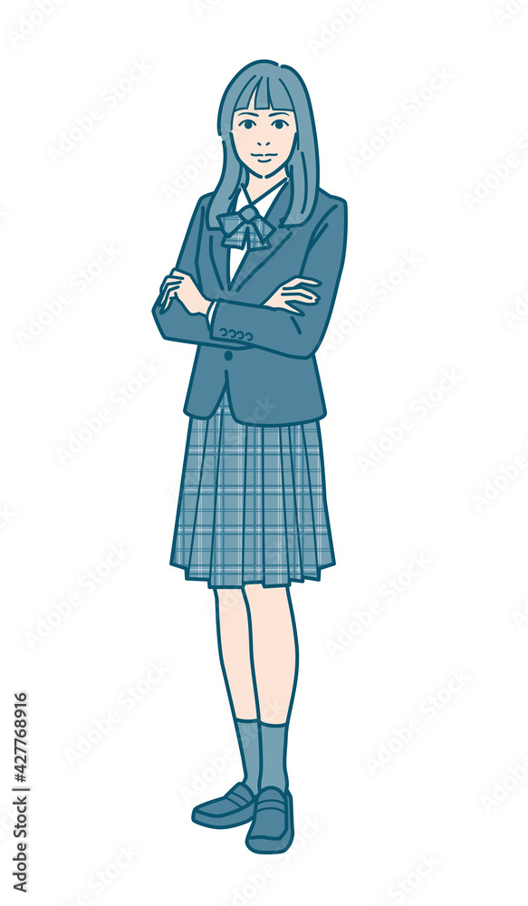 Fototapeta premium 女子学生のベクターイラストレーション
