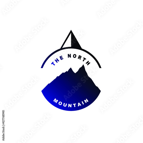 north mountain. Vector circle design logo with blue gradient color