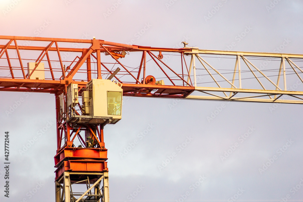 construction crane developer company copy space. mortgage under construction