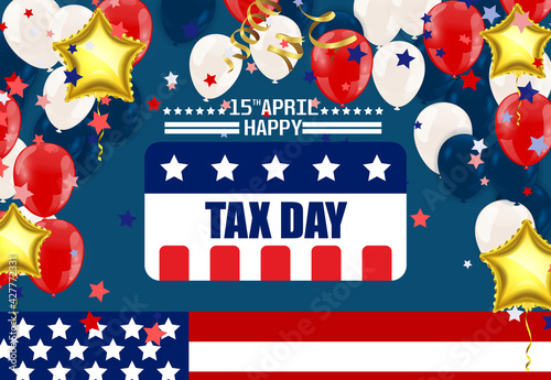 illustration of tax day design over background.United states flag