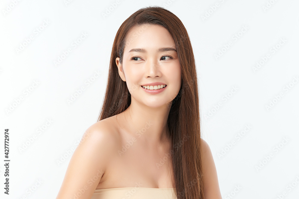 Beautiful young asian woman with clean fresh skin on white background, Face care, Facial treatment, Cosmetology, beauty and spa, Asian women portrait Beautiful young asian woman with clean fresh skin on white background, Face care, Facial treatment, Cosmetology, beauty and spa, Asian women portrait
