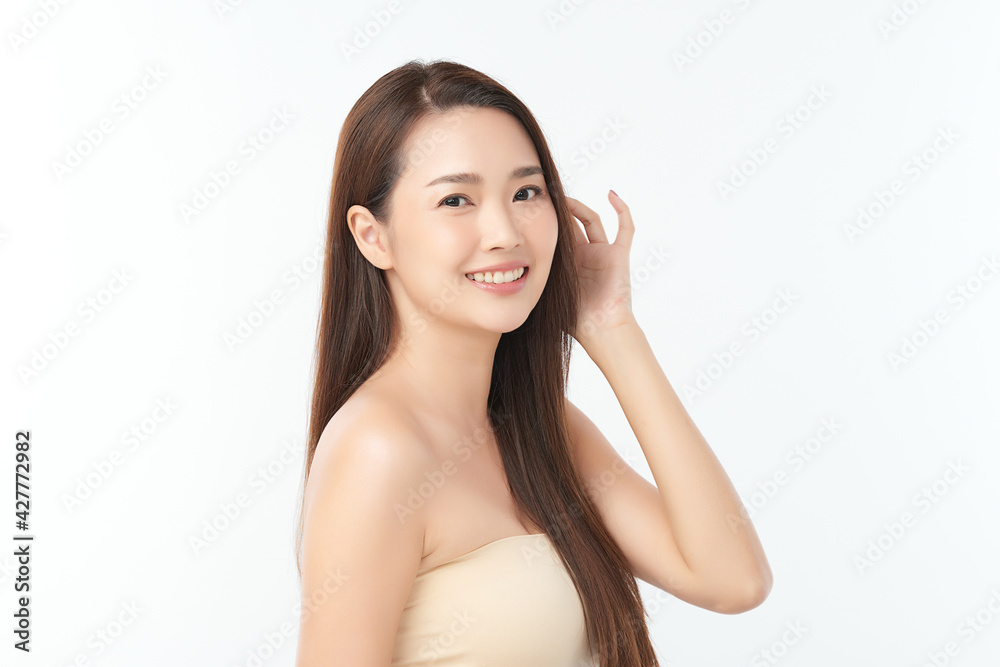 Beautiful young asian woman with clean fresh skin on white background, Face care, Facial treatment, Cosmetology, beauty and spa, Asian women portrait Beautiful young asian woman with clean fresh skin on white background, Face care, Facial treatment, Cosmetology, beauty and spa, Asian women portrait
