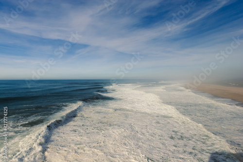 Waves at the famous beach Praia do Norte   North Beach  