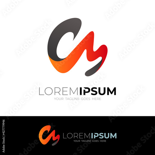 CM logo design vector, colorful design template