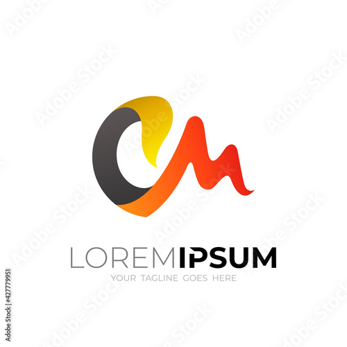 Font CM logo design vector, colorful design template