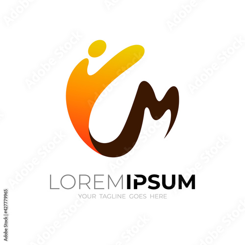 CM logo and swoosh design combination, Alphabet logo , C and M