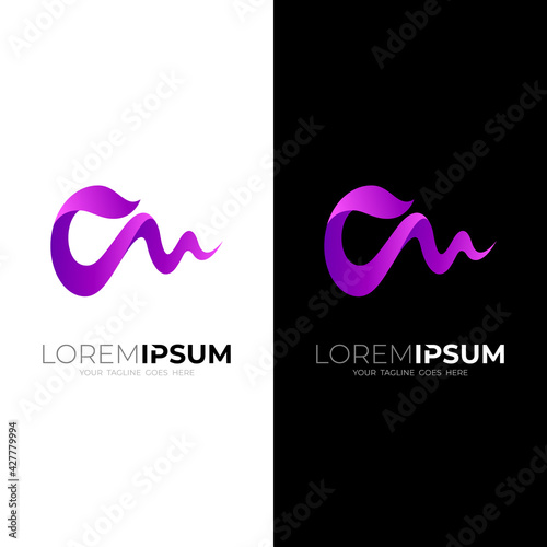 Letter C and M logo design combination, modern style