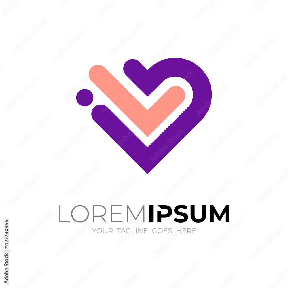 Abstract love logo with line design template, simple line style Abstract love logo with line design template, simple line style