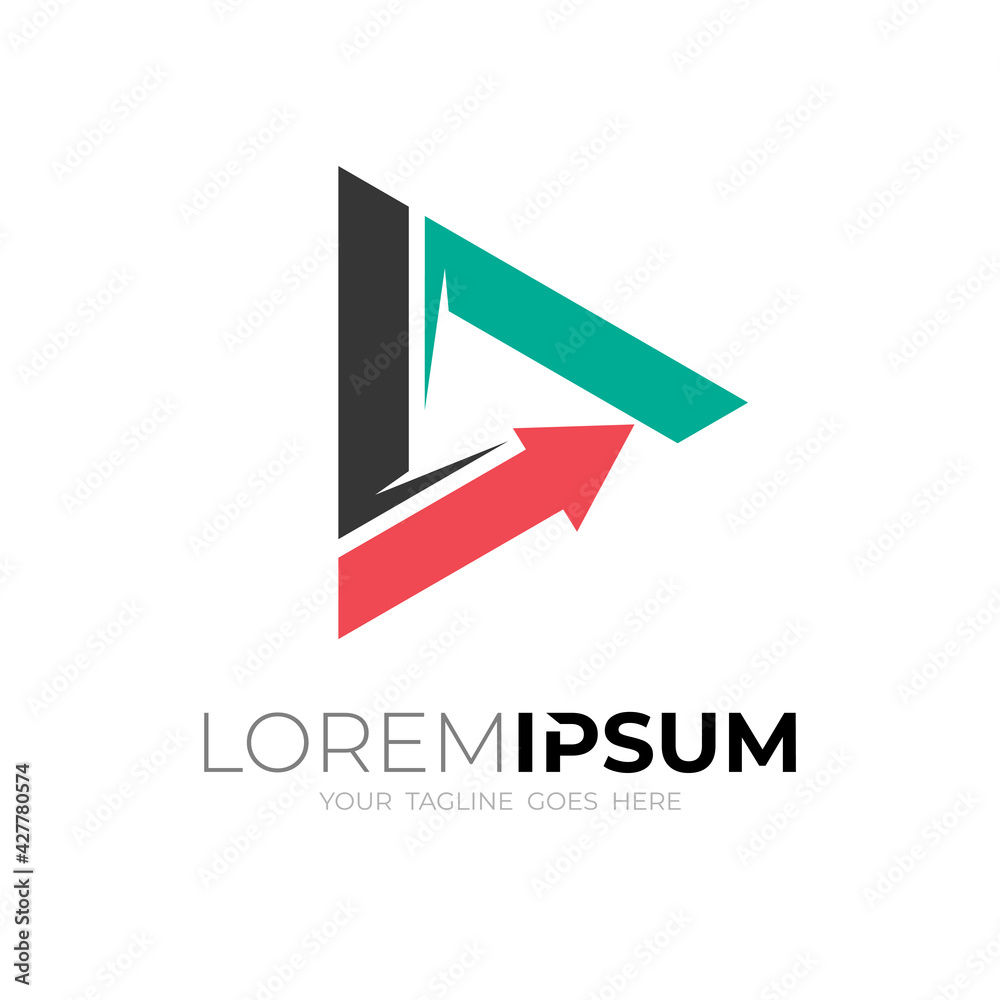 Play logo and arrow design template, simple style logo Play logo and arrow design template, simple style logo