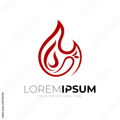 fire logo and spicy design template , restaurant icon, chili symbol
