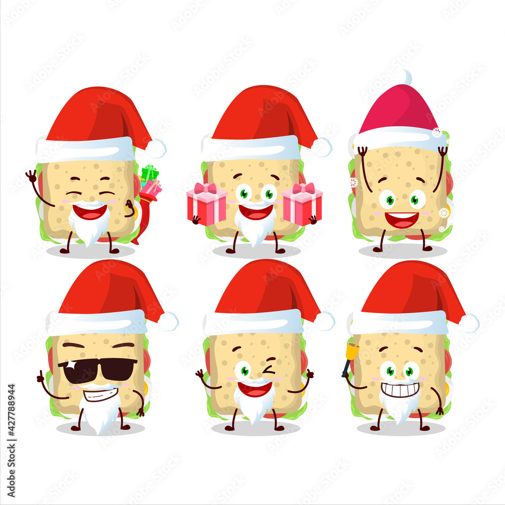 Santa Claus emoticons with sandwich cartoon character