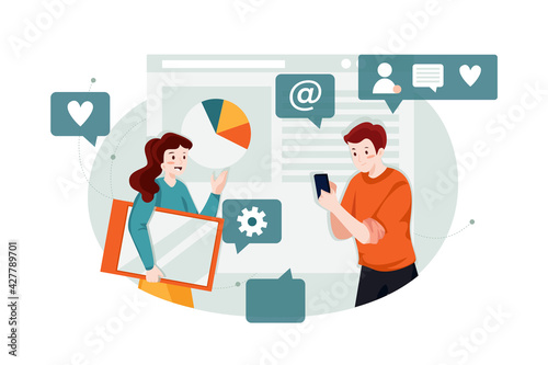 Search Engine Marketing (SEM) Illustration. Digital Marketing Services concept