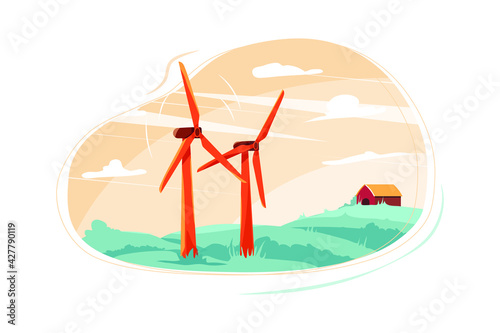 Wind Turbine. Renewable Energy Illustration concept. Flat illustration isolated on white background.