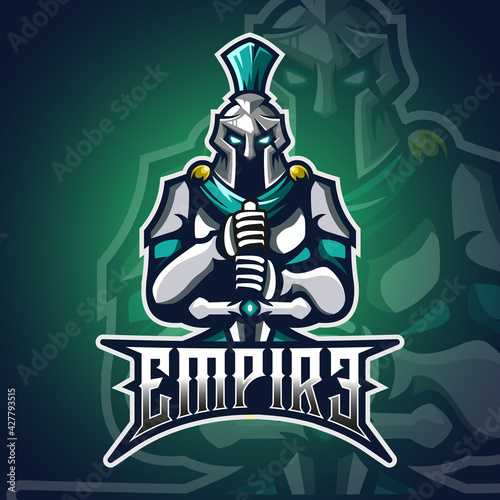 Warrior Knights Logo Mascot Vector Illustration for logo gaming template