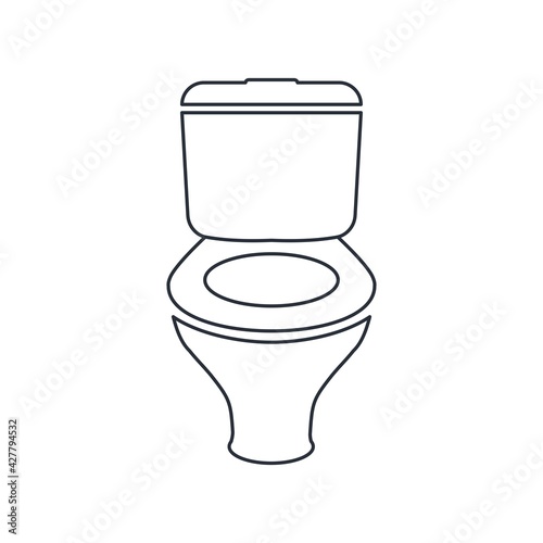 Toilet bowl. Vector linear icon isolated on white background.