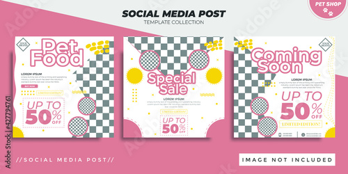 Pet Food banner for social media post template Premium Vector