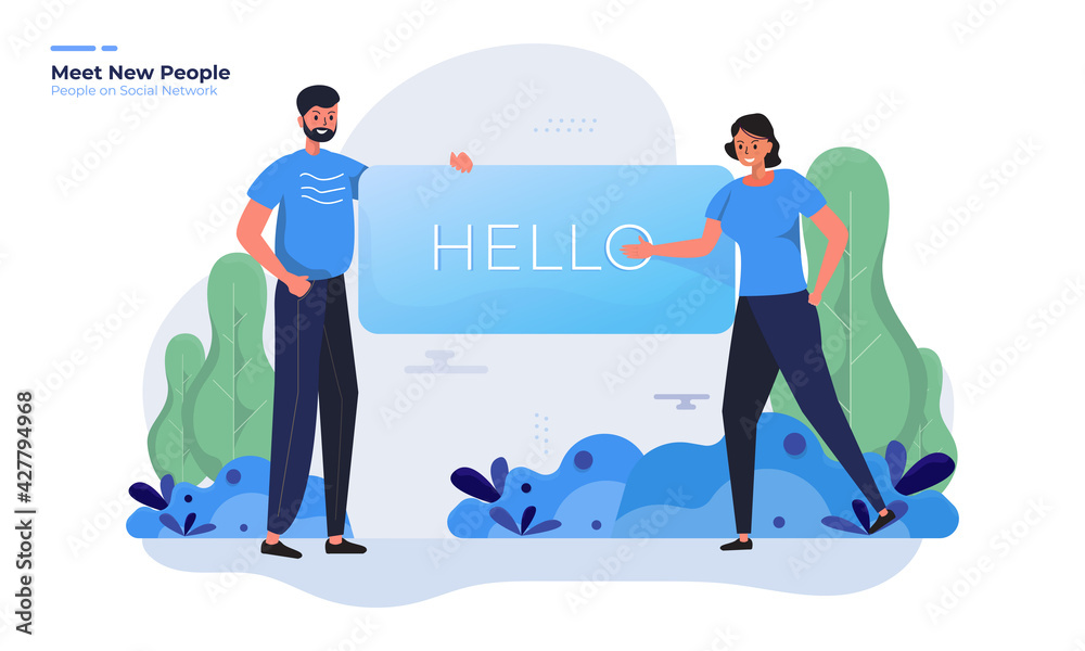 Meet new people with say hello illustration