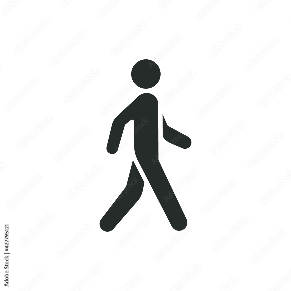 Walk glyph icon. Simple solid style. Pedestrian, man, pictogram, human, side, walkway concept symbol. Vector illustration isolated on white background. EPS 10. Walk glyph icon. Simple solid style. Pedestrian, man, pictogram, human, side, walkway concept symbol. Vector illustration isolated on white background. EPS 10.