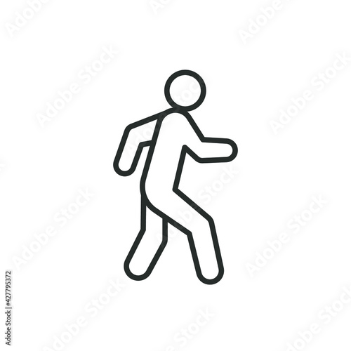 Walk line icon. Simple outline style. Pedestrian  man  pictogram  human  side  walkway concept symbol. Vector illustration isolated on white background. EPS 10.