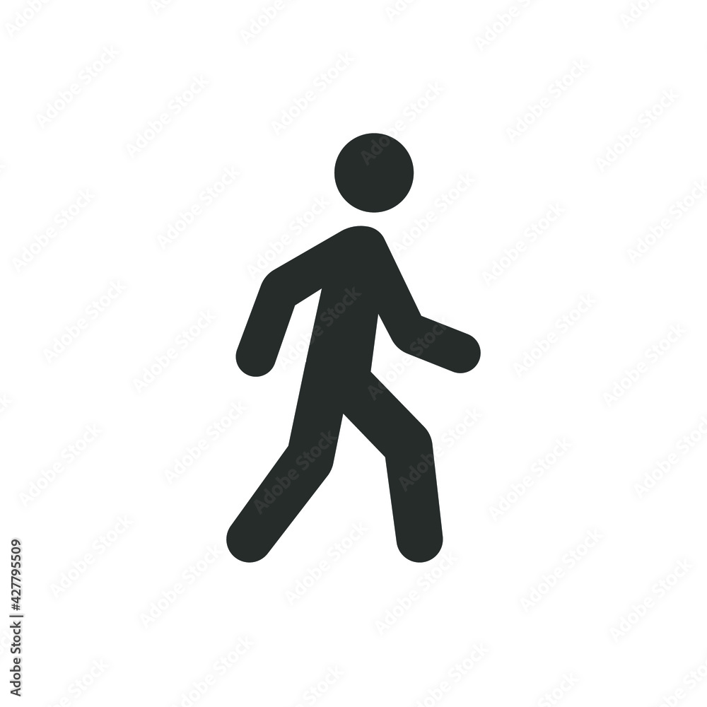 Walk glyph icon. Simple solid style. Pedestrian, man, pictogram, human, side, walkway concept symbol. Vector illustration isolated on white background. EPS 10. Walk glyph icon. Simple solid style. Pedestrian, man, pictogram, human, side, walkway concept symbol. Vector illustration isolated on white background. EPS 10.