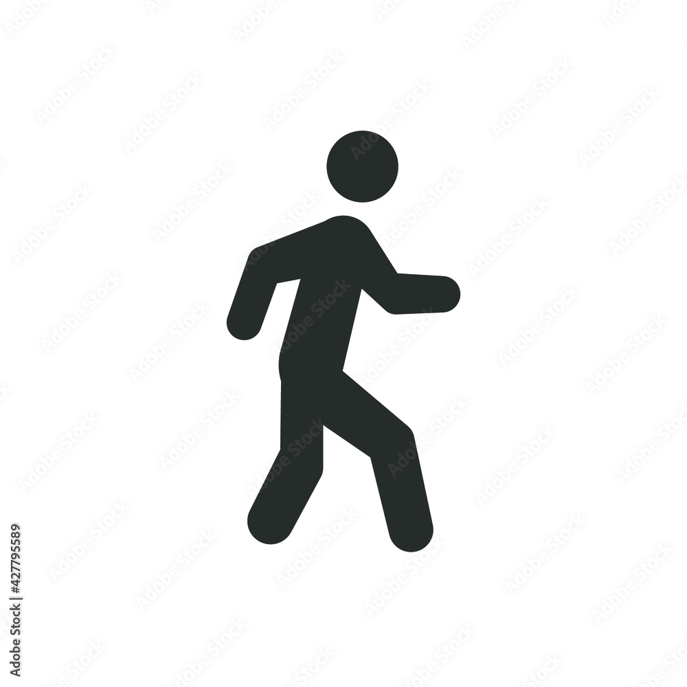 Walk glyph icon. Simple solid style. Pedestrian, man, pictogram, human, side, walkway concept symbol. Vector illustration isolated on white background. EPS 10. Walk glyph icon. Simple solid style. Pedestrian, man, pictogram, human, side, walkway concept symbol. Vector illustration isolated on white background. EPS 10.