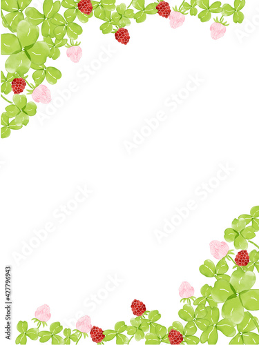 Watercolor illustration frame of naturally clover
