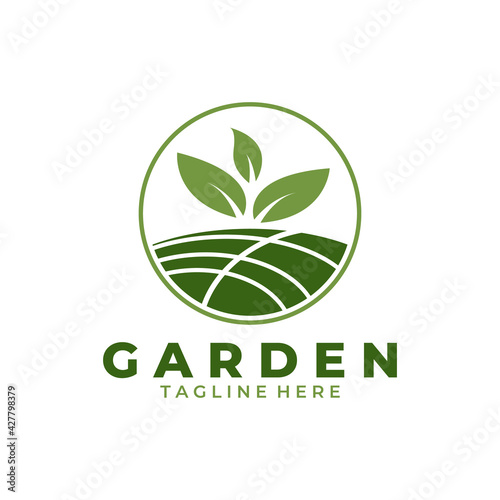 green garden logo template vector illustration design