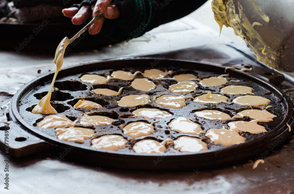 How To Produce Khanom Khai. Khanom Khai Is A Thai Traditional At Nang