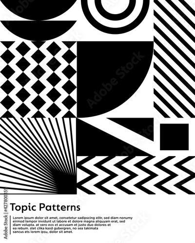 Minimal geometric poster with monochrome pattern. Perfect for poster backgrounds, brochures, magazines and instagram feeds.