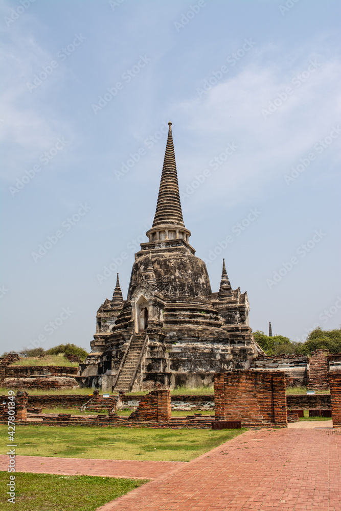 Old pagodas within Wat Phra Si Sanphet was the holiest temple in Ayutthaya that is ancient capital of Thailand 