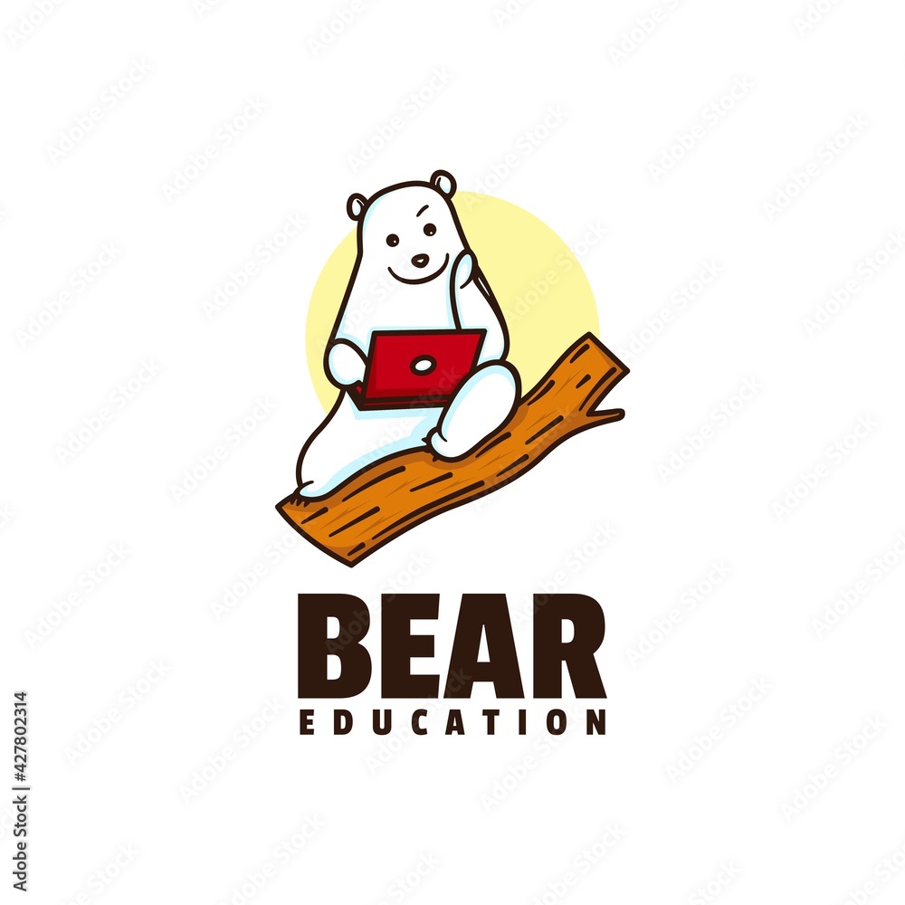 Fototapeta premium Vector Logo Illustration Bear Mascot Cartoon Style.