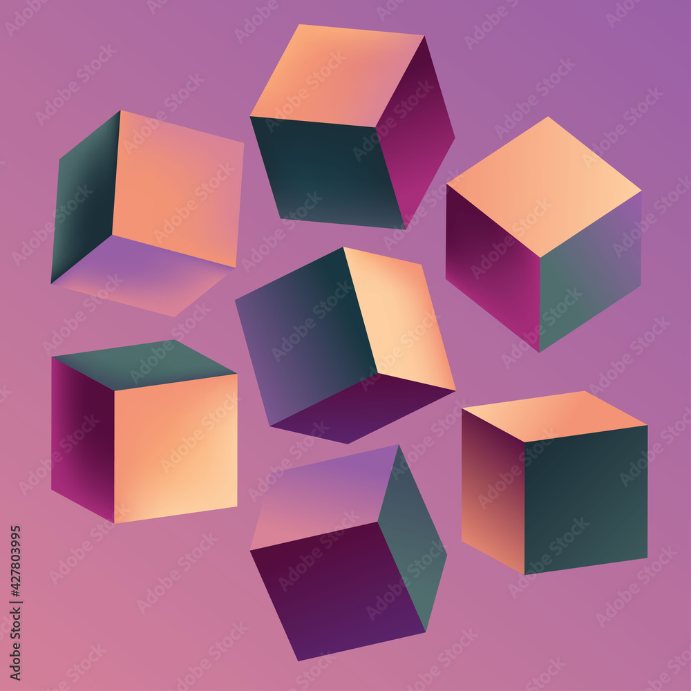 set of gradients in the shape of a cube