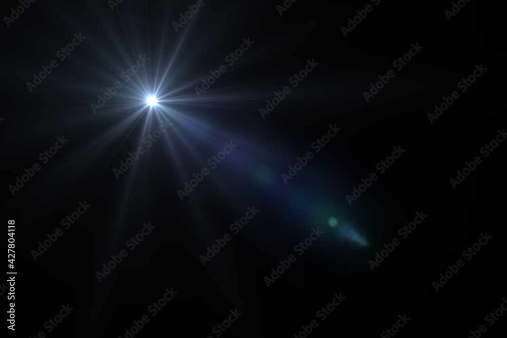 Natural, lens flare on the black background