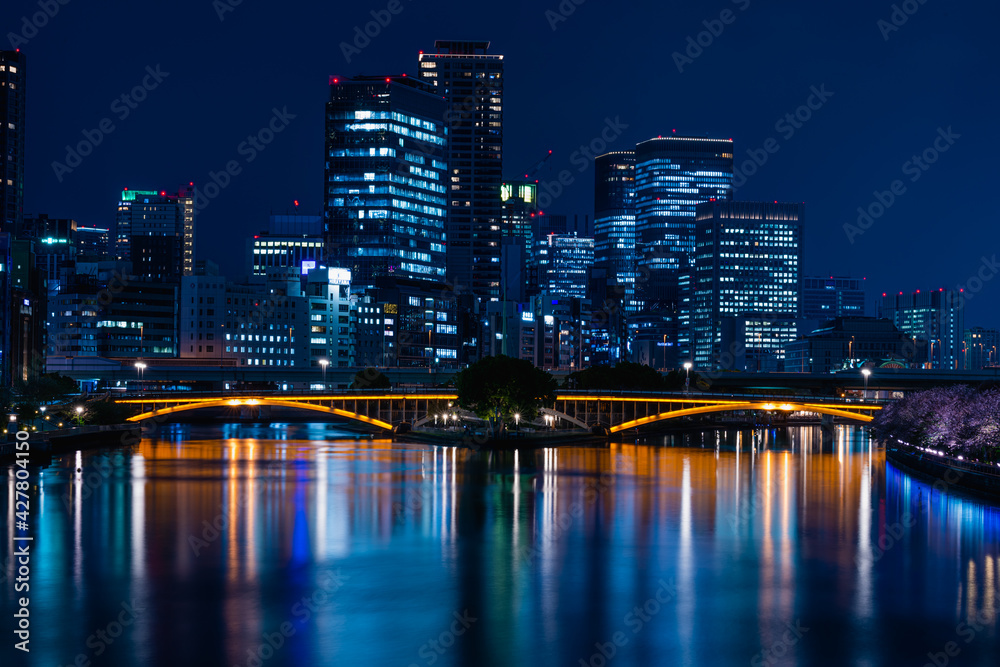Obraz premium 大阪夜景 高層ビル